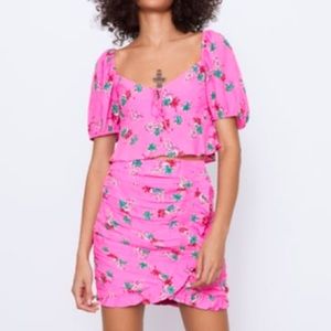 Pink Print Top & Mini Skirt Set